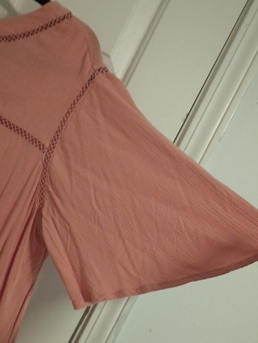 Ava & Viv Dusty Rose Crochet Yoke Short Sleeve Top - Picture 5 of 9